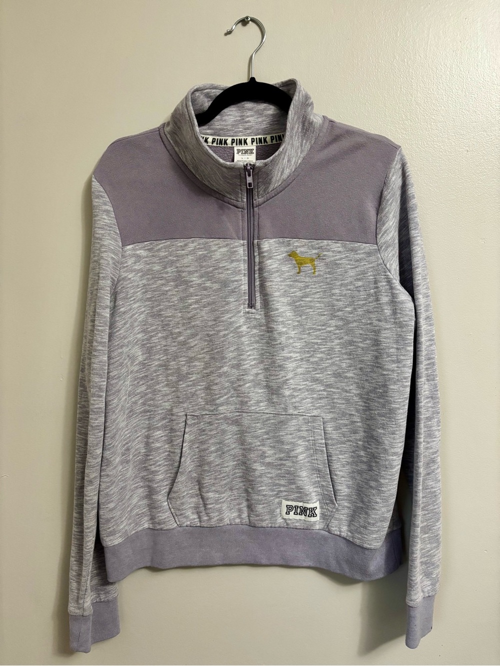 PINK Victoria's Secret Lavender & Heather Gray Half-Zip Sweater